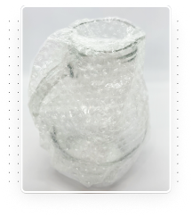 1: Frasco de vidro com plástico bolha